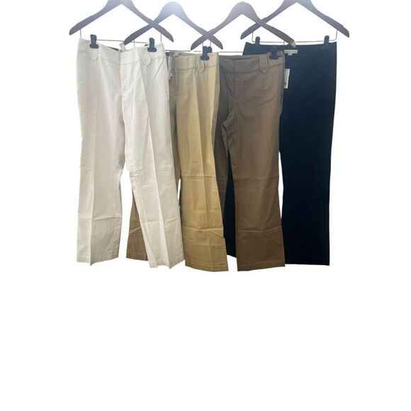 4 Banana Republic woman’s 6 contoured fit flatter curves  black white tan pants - Picture 1 of 7